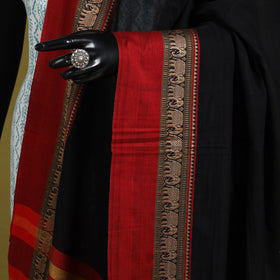 Black - dharwad cotton dupatta with zari border 54