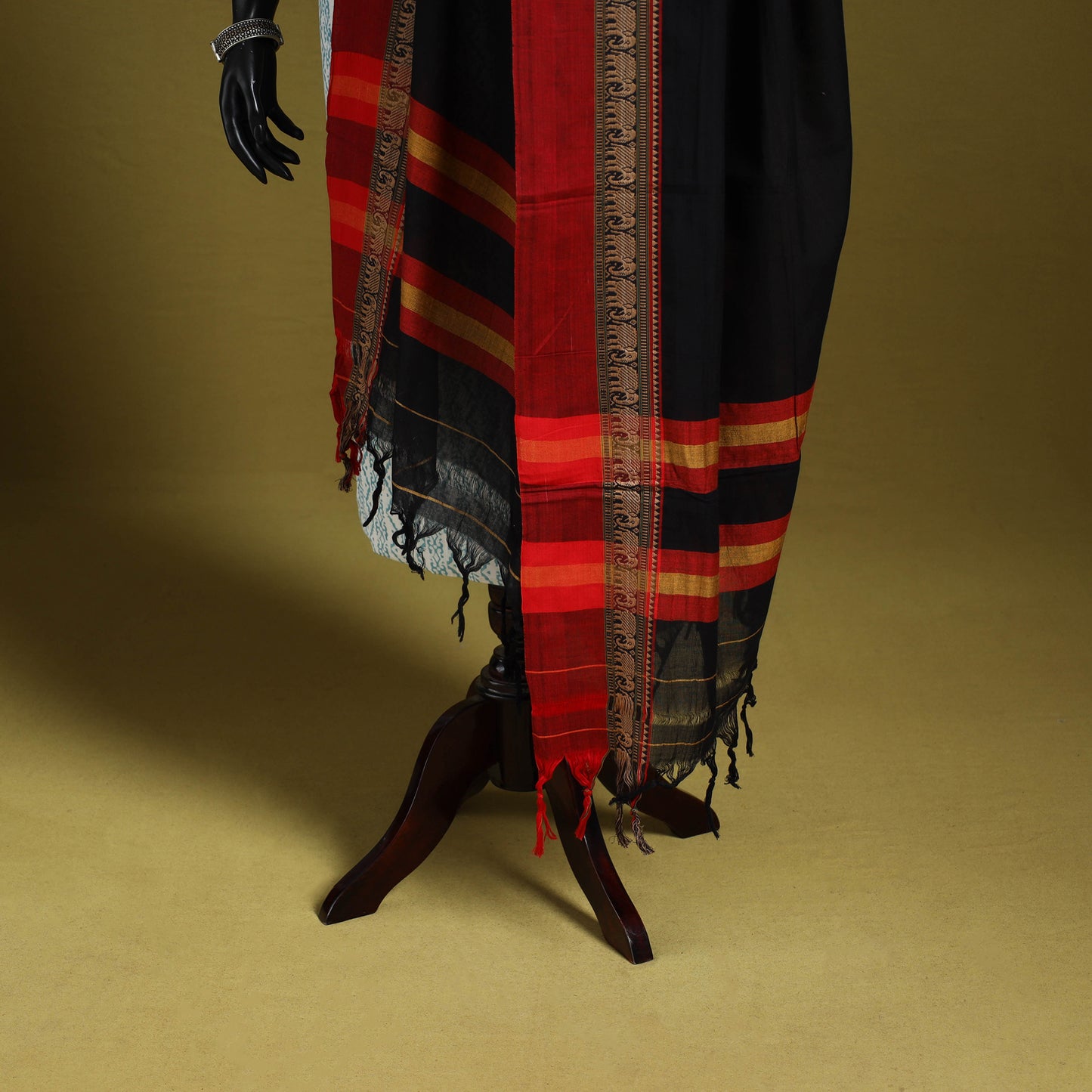 Black - dharwad cotton dupatta with zari border 54