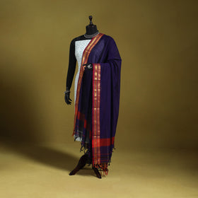 Purple - dharwad cotton dupatta with zari border 55