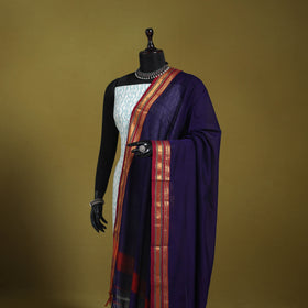 Purple - dharwad cotton dupatta with zari border 55