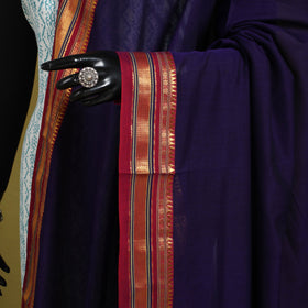Purple - dharwad cotton dupatta with zari border 55
