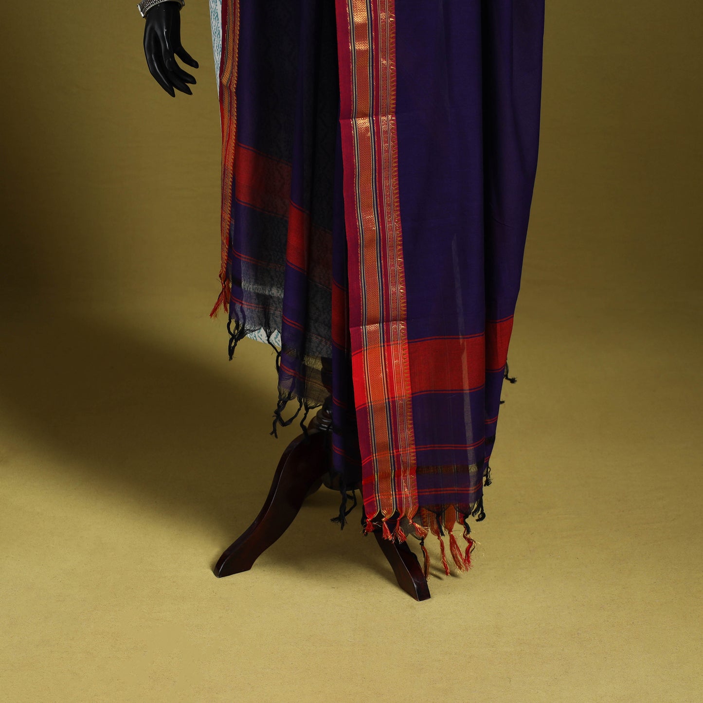 Purple - dharwad cotton dupatta with zari border 55