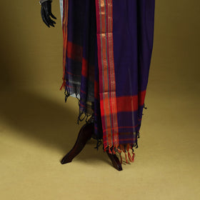 Purple - dharwad cotton dupatta with zari border 55