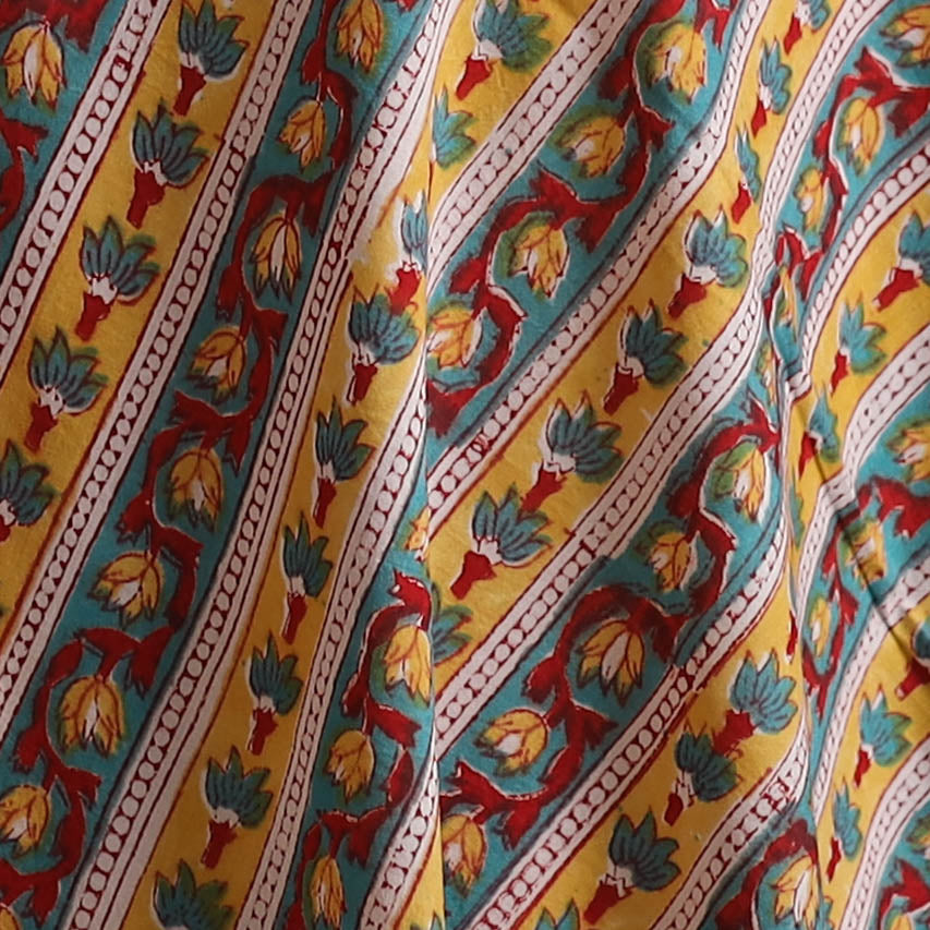 Yellow - Sanganeri Hand Block Print Cotton Fabric 06