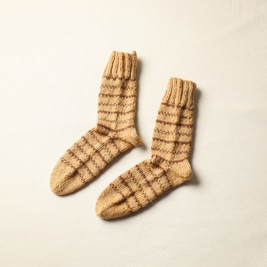 Beige - Kumaun Hand Knitted Woolen Socks (Adult) 62