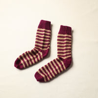 Purple - Kumaun Hand Knitted Woolen Socks (Adult) 63