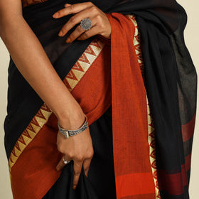 Buy Black Bengal Woven Border Handloom Cotton Saree
