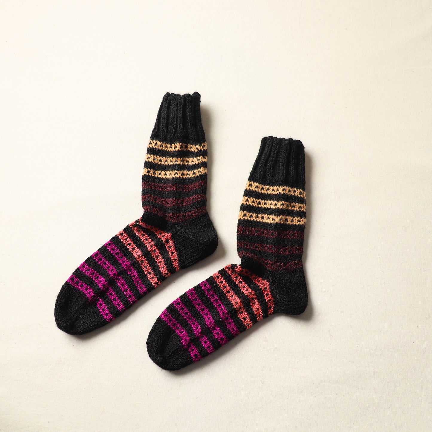 Black - Kumaun Hand Knitted Woolen Socks (Adult) 66