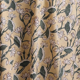 Beige - Sanganeri Hand Block Print Cotton Fabric 09