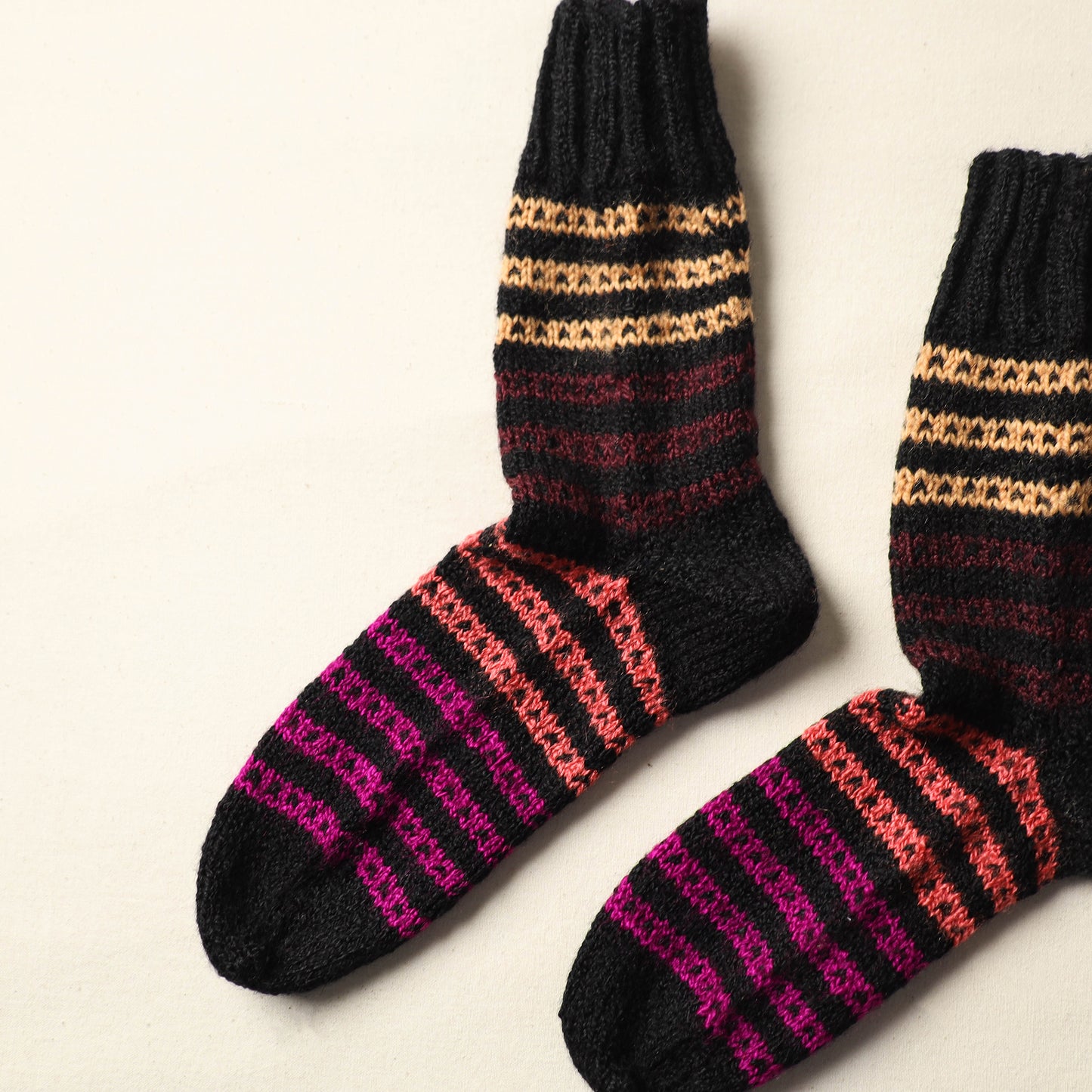 Black - Kumaun Hand Knitted Woolen Socks (Adult) 66