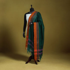Green - dharwad cotton dupatta with zari border 58