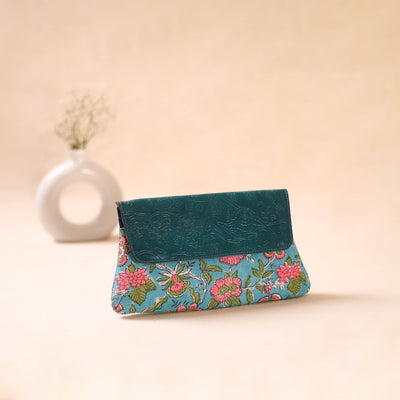 Embossed Leather Flap Hand Print Clutch  07