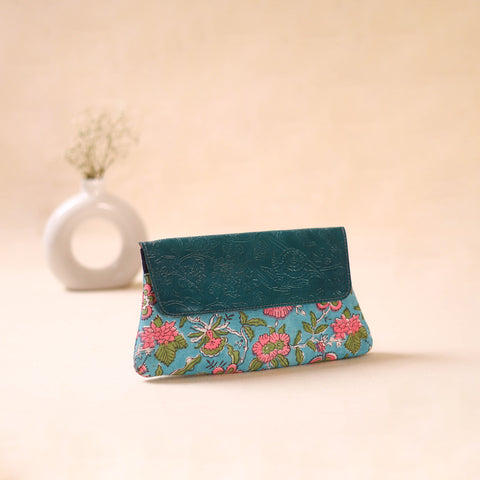 Embossed Leather Flap Hand Print Clutch  07