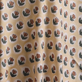 Beige - Sanganeri Hand Block Print Cotton Fabric 10