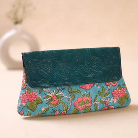 Embossed Leather Flap Hand Print Clutch  07