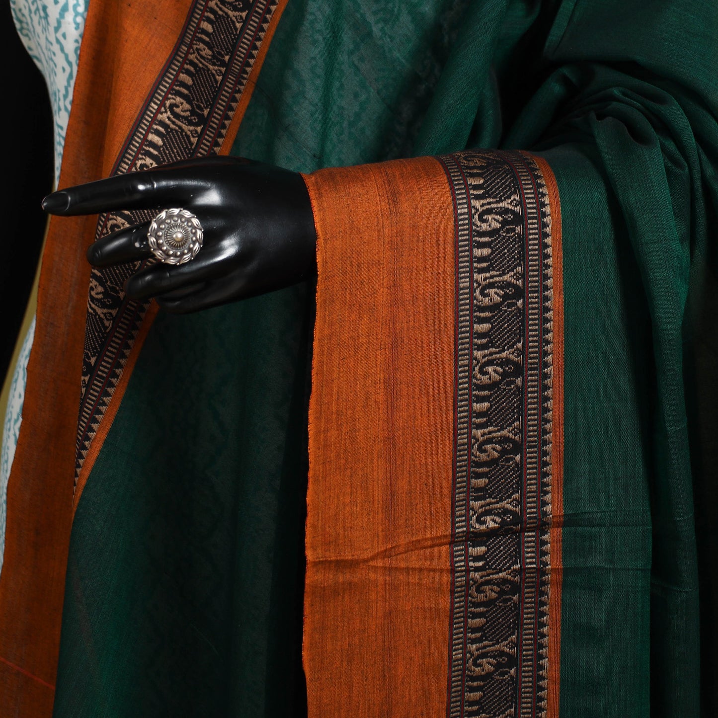 Green - dharwad cotton dupatta with zari border 58