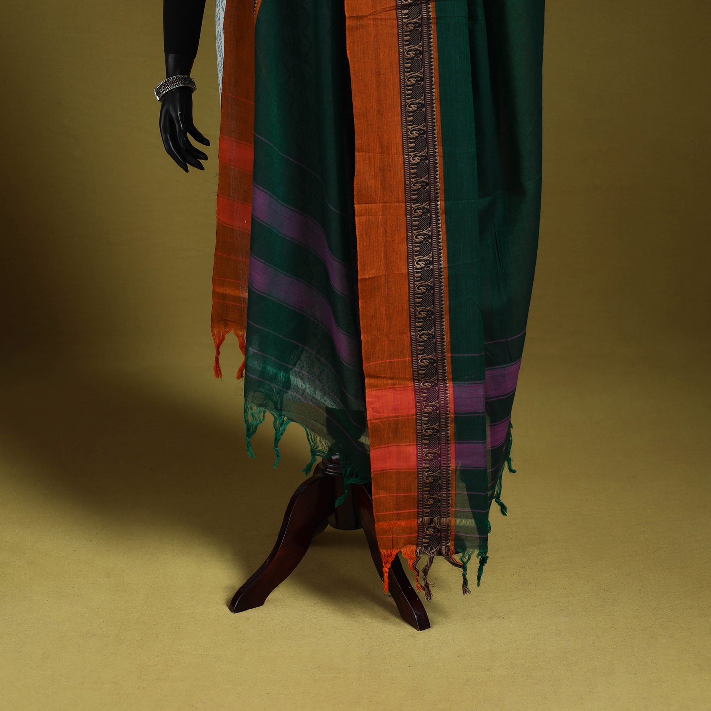 Green - dharwad cotton dupatta with zari border 58