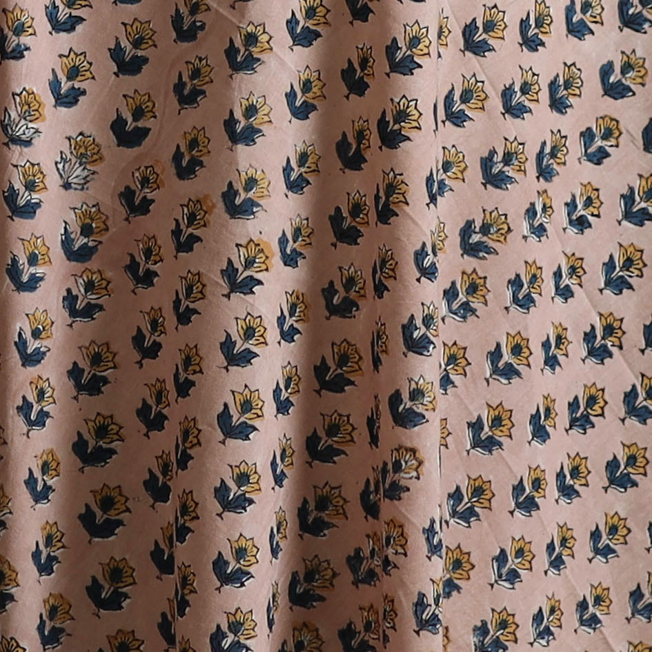 Peach - Sanganeri Hand Block Print Cotton Fabric 11