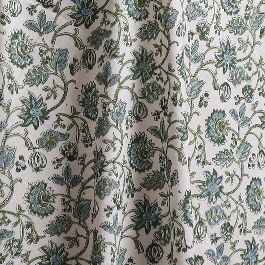 White - Sanganeri Hand Block Print Cotton Fabric 12