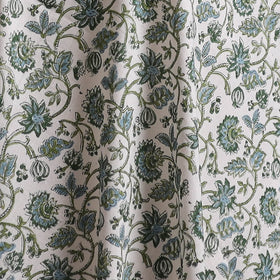 White - Sanganeri Hand Block Print Cotton Fabric 12