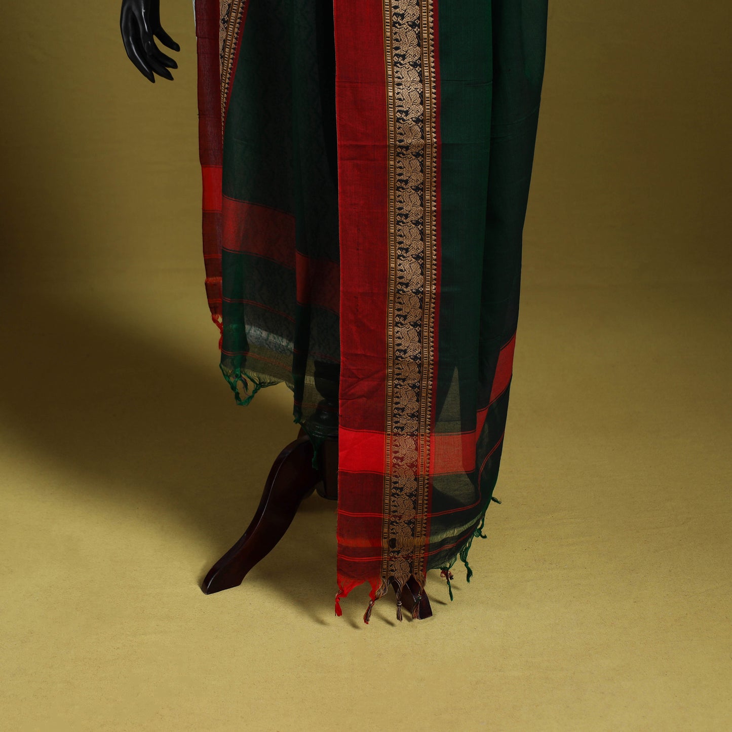 Green - dharwad cotton dupatta with zari border 59