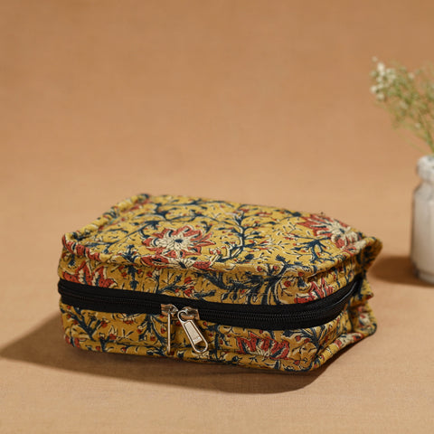 Yellow Handmade 4 Pockets Cotton Jewelry Bag 15 