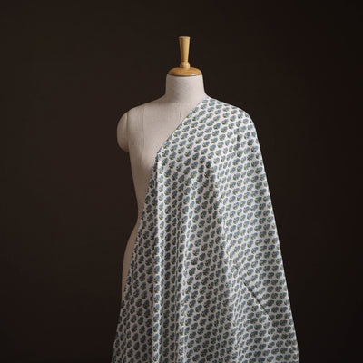 White - Sanganeri Hand Block Print Cotton Fabric 13