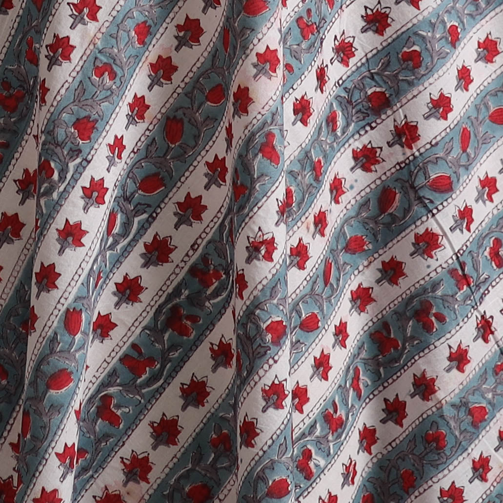 Red - Sanganeri Hand Block Print Cotton Fabric 14