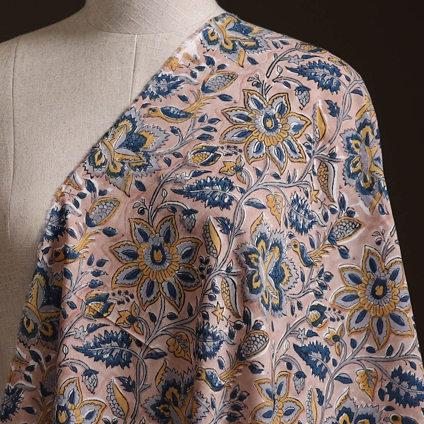 Peach - Sanganeri Hand Block Print Cotton Fabric 15