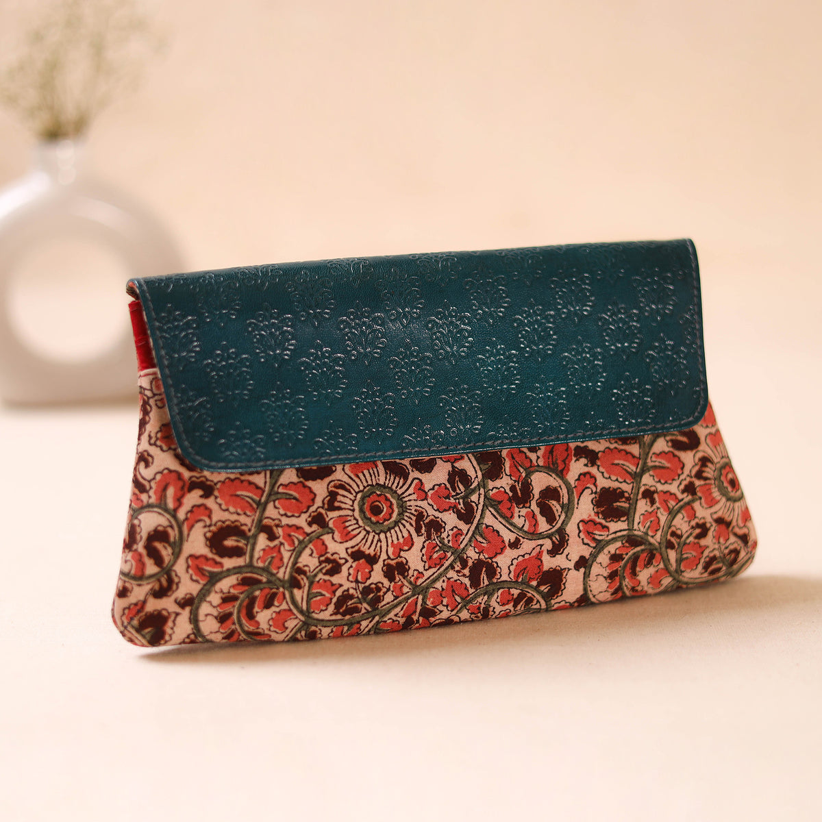 Embossed Leather Flap Hand Print Clutch  11