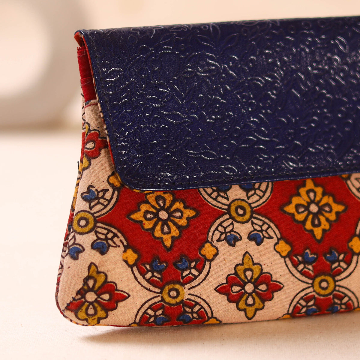 Embossed Leather Flap Hand Print Clutch  12