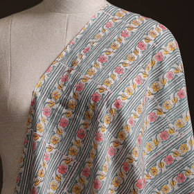 Grey - Sanganeri Hand Block Print Cotton Fabric 18