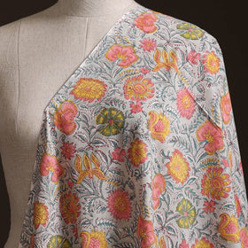Beige - Sanganeri Hand Block Print Cotton Fabric 19
