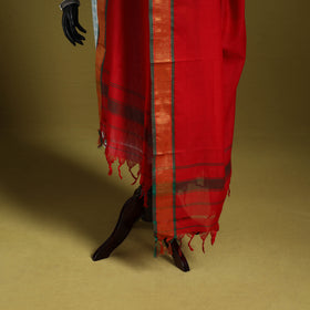 Red - dharwad cotton dupatta with zari border 63