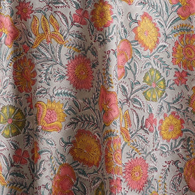Beige - Sanganeri Hand Block Print Cotton Fabric 19