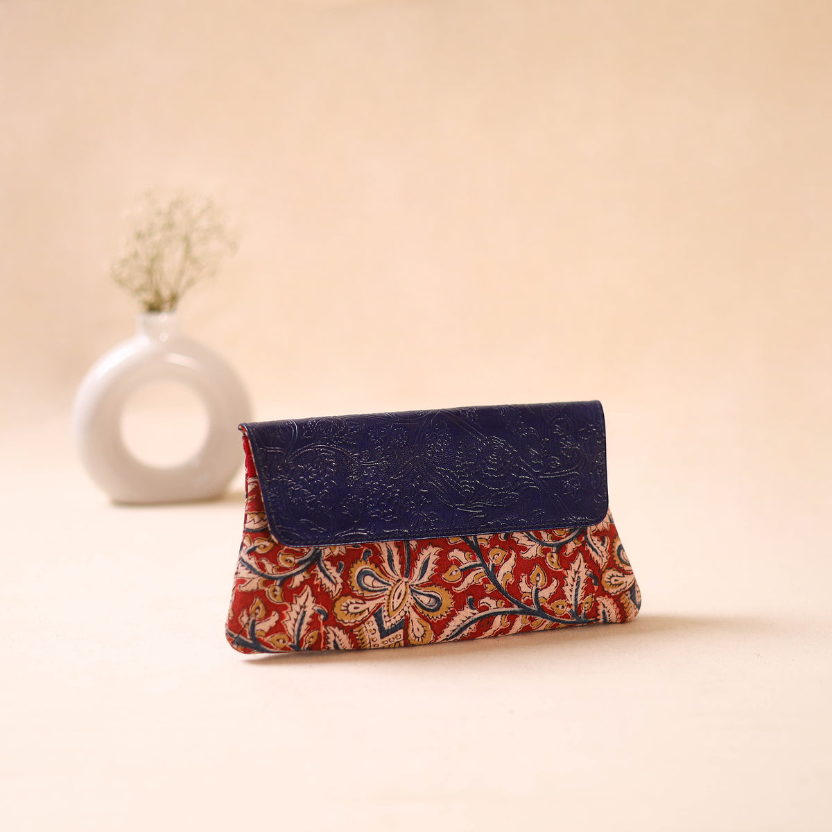 Embossed Leather Flap Hand Print Clutch  14