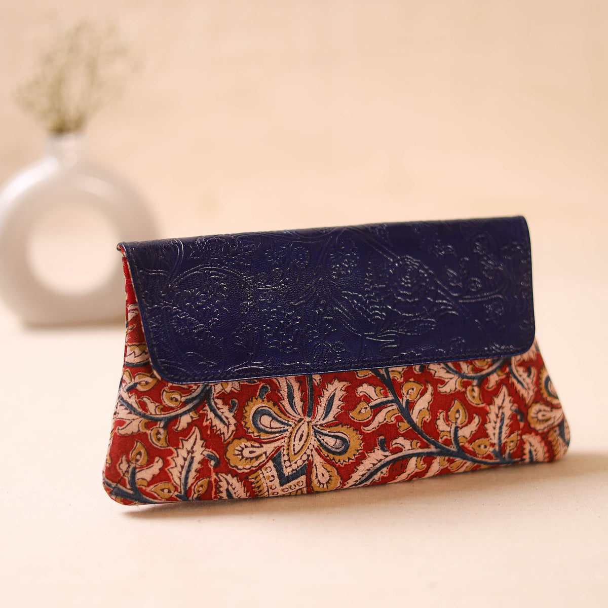 Embossed Leather Flap Hand Print Clutch  14