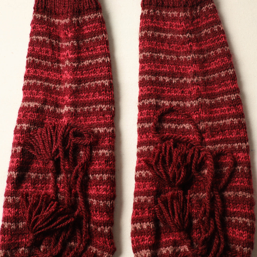 Maroon - Kumaun Hand Knitted Woolen Leg Warmer 78