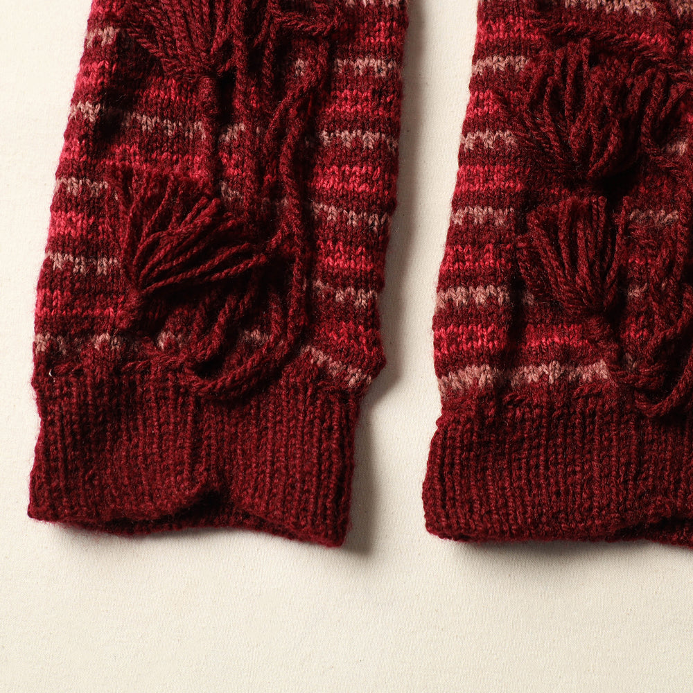 Maroon - Kumaun Hand Knitted Woolen Leg Warmer 78