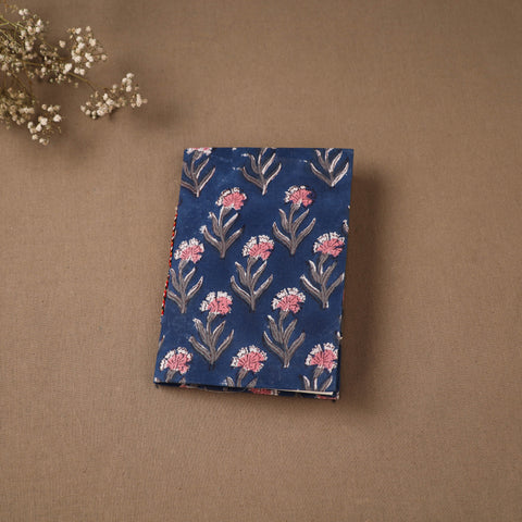 Blue - Handmade Paper Notebook in Floral Cover (7 x 5 in) 135