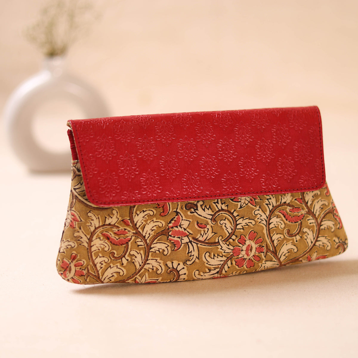 Embossed Leather Flap Hand Print Clutch  15