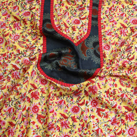 Yellow - sanganeri patchwork unstitched kurta material (3m)