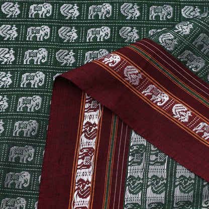 Karnataka Khun Weave Elephant & Peacock Motif Cotton Fabric