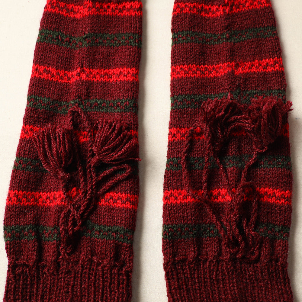 Maroon - Kumaun Hand Knitted Woolen Leg Warmer 82