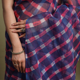 Buy Purple Tie-Dye Kota Doria Cotton Leheriya Saree