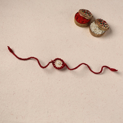 Handmade Crochet Pearl Work Rakhi 10