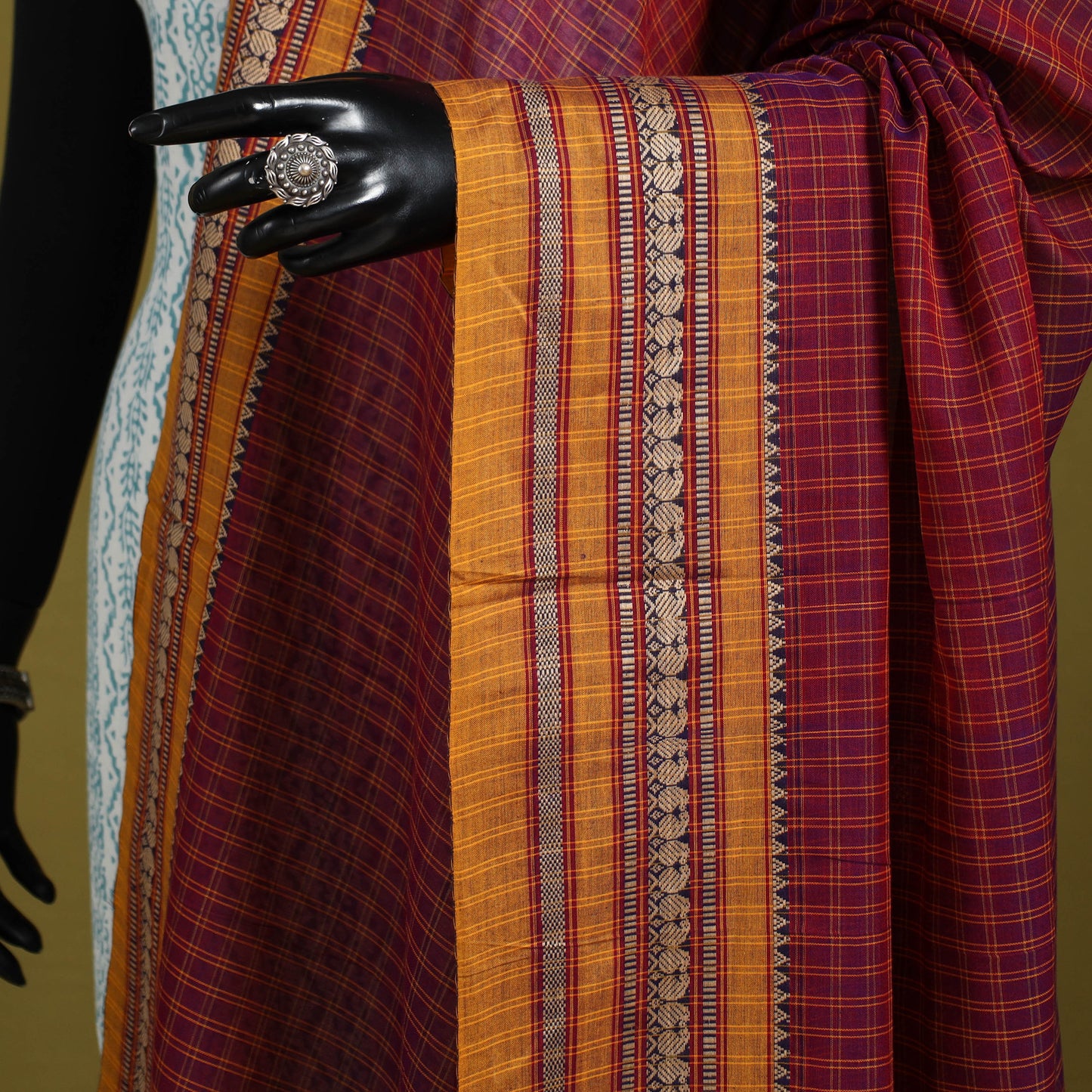 Purple - dharwad cotton dupatta with zari border 68