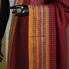 Purple - dharwad cotton dupatta with zari border 68