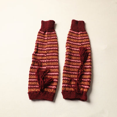 Maroon - Kumaun Hand Knitted Woolen Leg Warmer 85