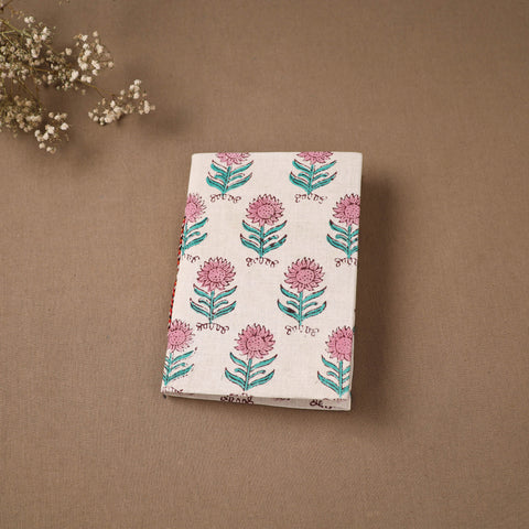 White - Handmade Paper Notebook in Floral Cover (7 x 5 in) 126